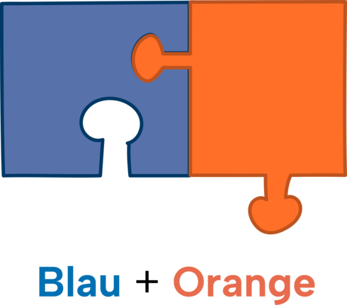 Puzzleteile blau+orange