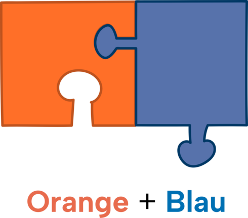 Puzzleteile orange+blau